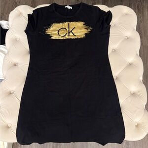 Calvin Klein Black Dress with Gold Accent